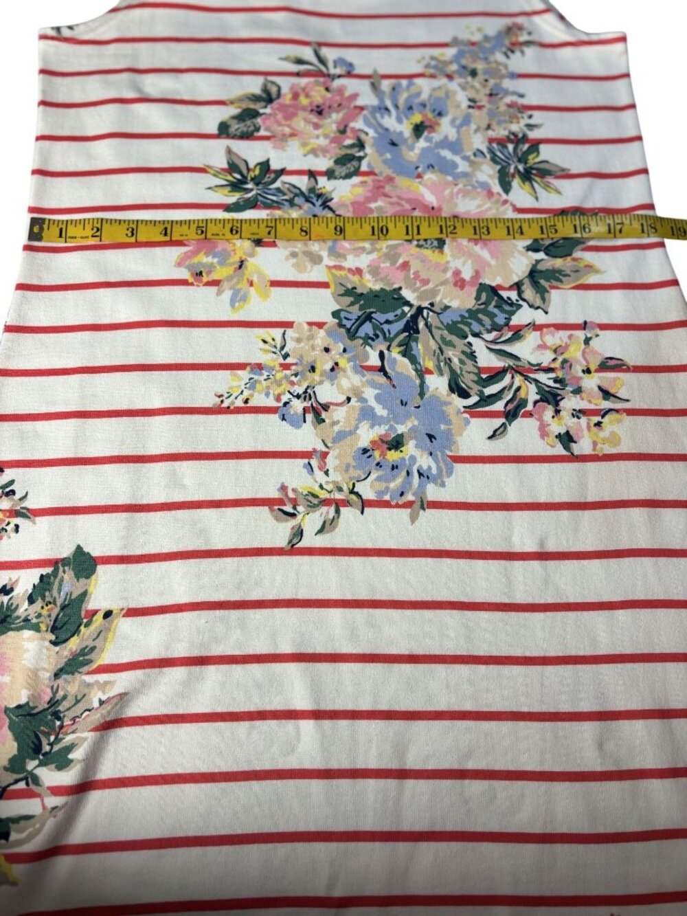 Joules Floral Stripe Sleeveless Dress UK = 14 US = 10 Cotton Lightweight Casual - Picture 5 of 12